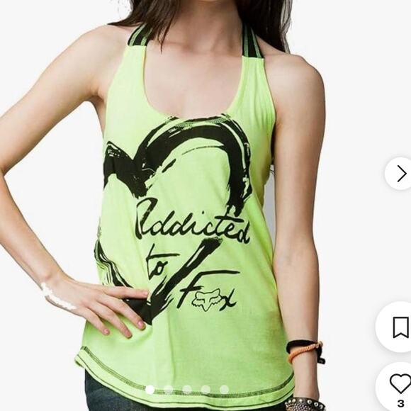 Fox Racing lime green halter top with tie neck, women's size XL - Picture 1 of 9